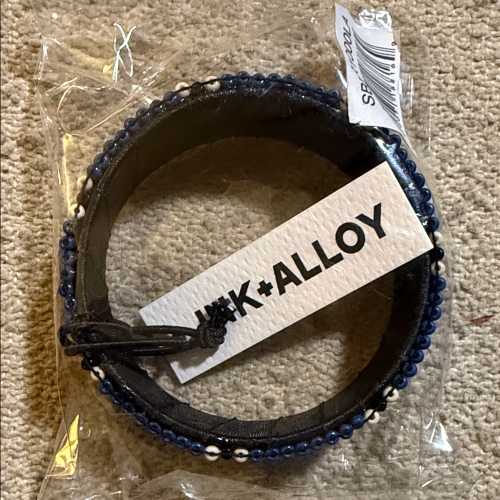 INK and Alloy Black and Blue Beaded Bracelet